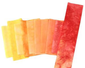 Red yellow orange quilting cotton bundle, hand dyed small cuts for quilting and crafting