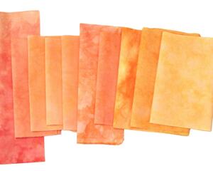 Yellow and orange quilting cotton bundle, hand dyed small cuts for quilting and crafting