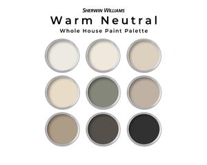 Neutral, Warm Sherwin Williams Paint Color Palette | Cozy Warm Interior Whole House Paint Colors