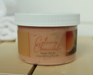 calming chamomile sugar scrub.

