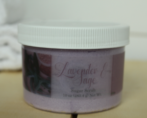 purple lavender and sage sugar scrub.