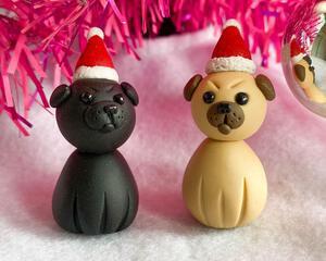 fireflyFrippery Bah Hum Pug Humpug Humbug Miniature Sculpture or Ornament Front