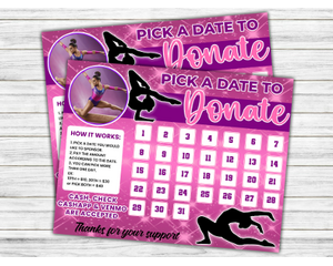 Editable Gymnast Fundraiser Pick A Date To Donate Calendar, Gymnastics Calendar Fundraiser