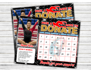 Customizable Gymnastics Pick A Date Fundraising Donation Calendar Template