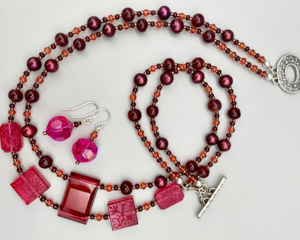 Double-strand necklace — 1920s-1930s French crystal focal beads, vintage Japanese glass, freshwater pearls