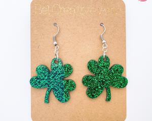Sparkling Lucky Shamrock Earrings Dangle Drop Style