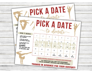 Editable Minimalist Gymnastics Themed Donation Calendar Template