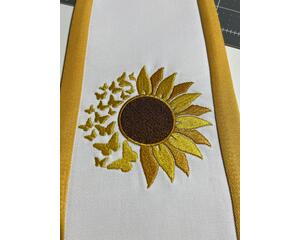 Sunflower themed wedding officiant clergy stole, fall wedding clergy stole