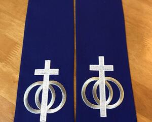 Wedding officiant clergy stole, royal blue officiant stole, celebrant gift, unique clergy stole, ceremony celebrant accessory