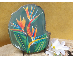 Bird of Paradise Agate Slice Painting