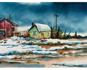 "Farmyard" Original Chris Wakefield Watercolor Painting