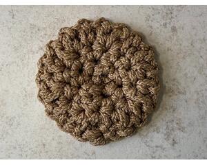 Reusable multipurpose scrubbers in caramel are mold and mildew resistant and machine washable. https://goimagine.com/memorablecrafts/