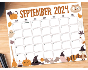Spooky September 2024 Halloween Themed Printable Calendar