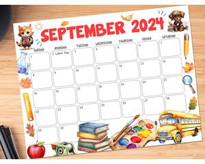 Printable September 2024 Back to School Calendar