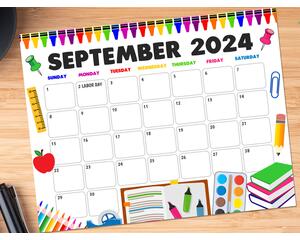 Back to School September 2024 Printable Calendar