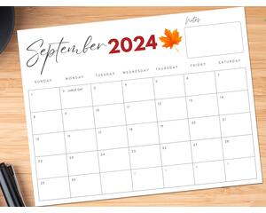 Minimalist Printable September 2024 Calendar