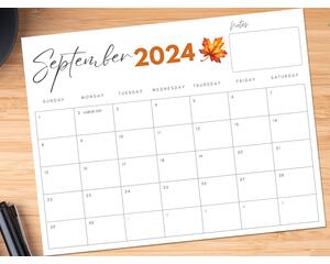 September 2024 Calendar with Minimalist Design