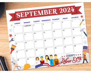 Printable September 2024 Calendar for Labor Day