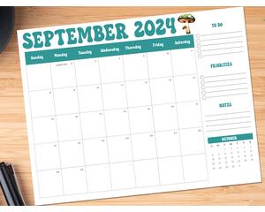 Retro Design Minimalist Theme Printable Calendar September 2024