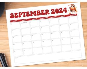 Retro and Minimalist Design Calendar September 2024
