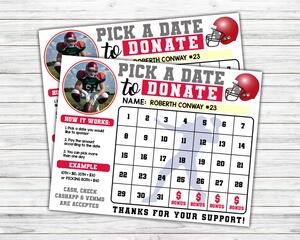 Football Season Donation Tracker Calendar