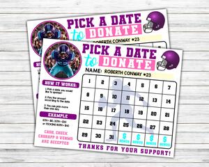 Sports Team Donation Calendar for Football