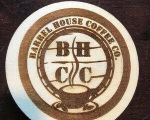 Laser engraved wood coaster