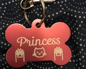 Custom dog tag close up