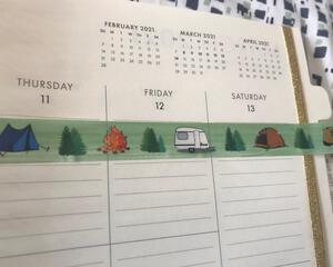 Camping green watercolor washi tape on journal