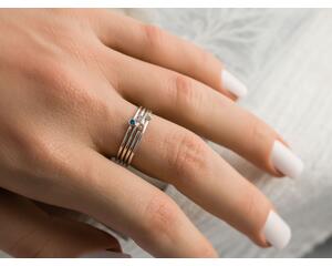 Sterling silver tiny birthstone stacking rings.