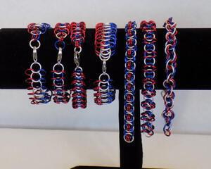 red white and blue handmade chainmaille bracelets made in the USA by RainbowMaille
