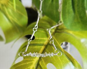 Herkimer Diamond Sterling Silver Wire Wrapped Gemstone Bar Necklace