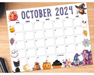 Whimsical October 2024 Halloween Calendar Template