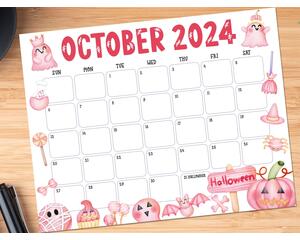 Digital October 2024 Halloween Calendar PDF