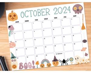 Cute Halloween October 2024 Calendar Download