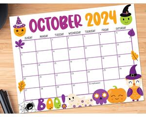 October 2024 Cute Halloween Calendar Download