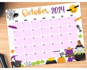 October 2024 Halloween Themed Calendar PDF