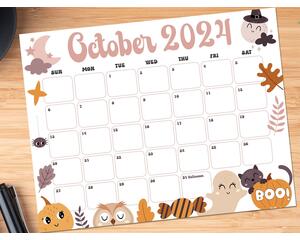 Cute Spooky October 2024 Calendar Template
