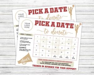 Minimalist Cheerleader Donation Calendar in Soft Pastel Colors