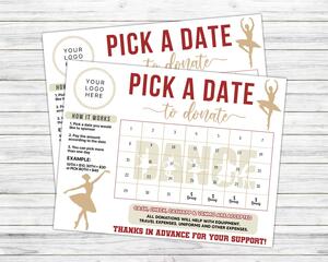 Minimalist Dance Donation Calendar in Soft Pastel Colors