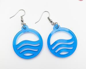 Clear Blue Waves Earrings Dangle Drop Style hand made by Bel Creative Arts