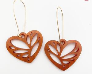 Copper Pearl Lace Heart Earrings Dangle Drop Style hand made by Bel Creative Arts