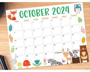 Fall Colors Cute Animal Calendar