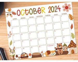 Cute Autumn Animals Calendar