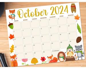 October Fall Animals Calendar