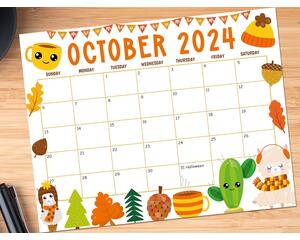 October 2024 Harvest Theme Cute Calendar Printable