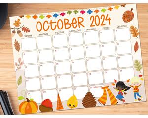 Autumn Harvest October 2024 Printable Calendar