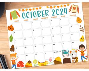 Fall Harvest October 2024 Printable Calendar