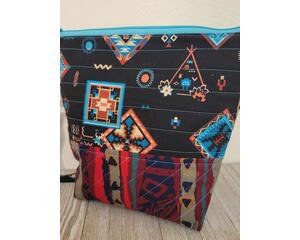 Quilted project bag in southwest theme cotton fabric