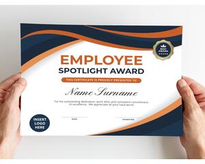 Professional Employee Recognition Certificate Editable
